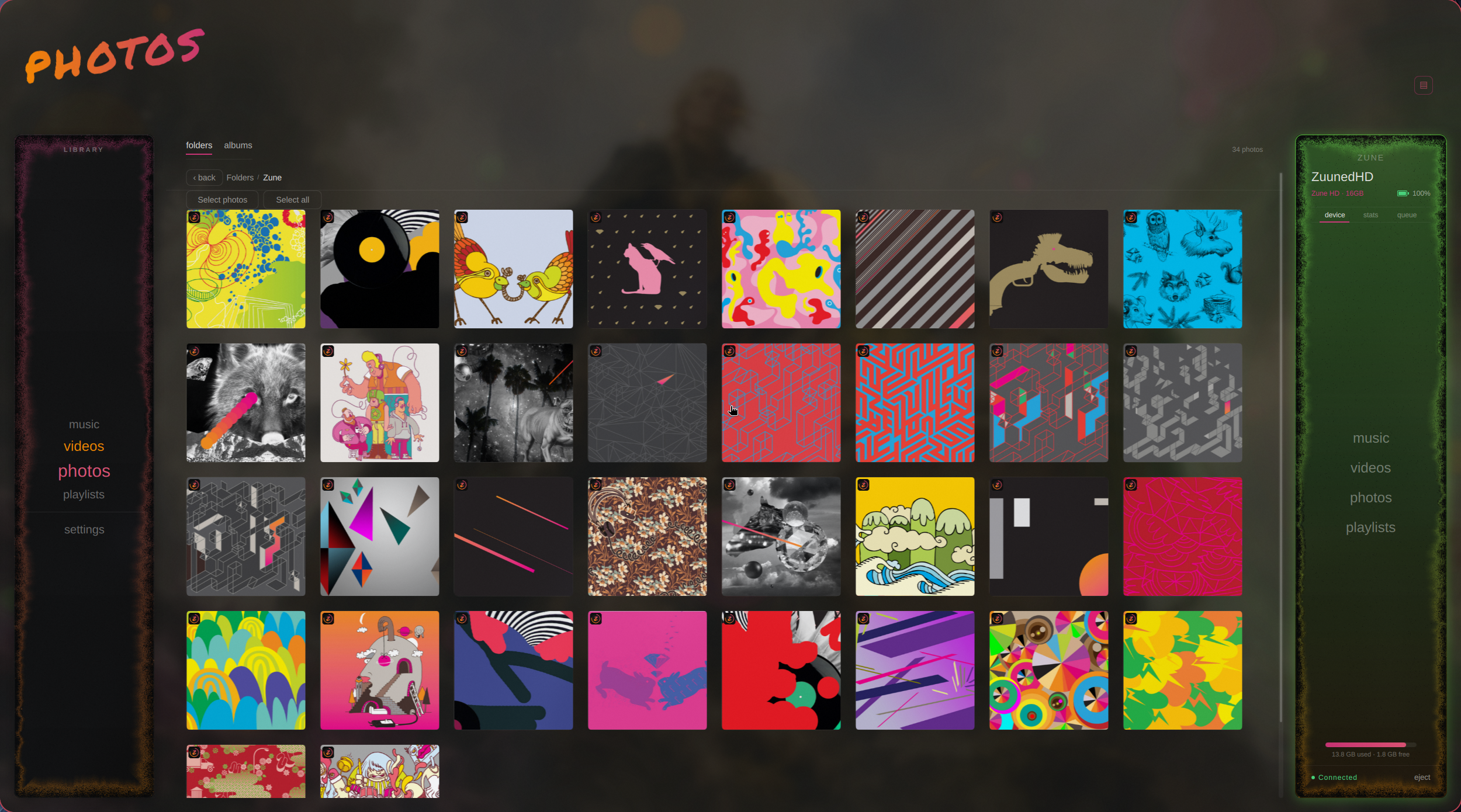 Photo folders in Zuuned Linux